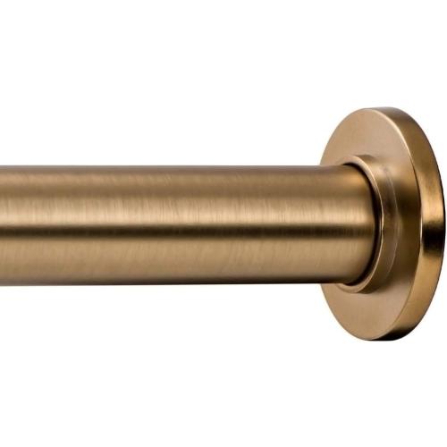 Ivilon Tension Curtain Rod - Spring Tension Rod for Windows or Shower, 54 to 90 Inch. Warm Gold