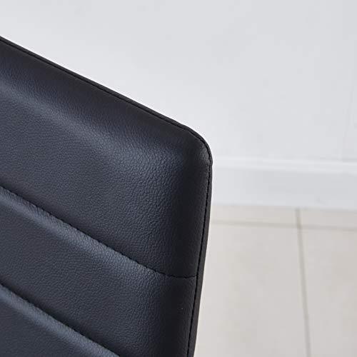 Modern Minimalist Dining Chair Fireproof Leather Sprayed Metal Pipe Diamond Grid Pattern Restaurant Home Conference Chair Set of 4 Or 6 (4, Jet Black)