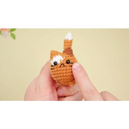 6 Pcs Crochet Cat Figurines Handmade Knitted Cute