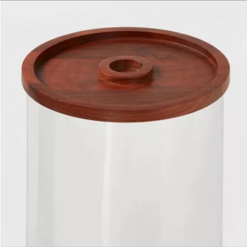 Glass Modern Beverage Dispenser, 2 Gallon Capacity, Stainless Steel and Wood, Cold Drink Holder