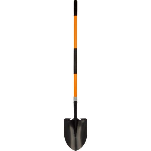 FORCOLID Shovel for Digging, Heavy Duty 57 inch Straight Handled Round Shovel with Non-Slip Tail Cover, Lawn and Yard Tools, Fiberglass Handle(Orange)