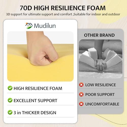 Size 16x16x3 Color Grey mudilun Outdoor Chair Cushions Set of 2 16x16x3 Inch Waterproof Patio Chair Cushions with Handle & Straps Outdoor Seat Cushions for Patio Furniture Garden Sofa Swing Wicker Chair Cushion