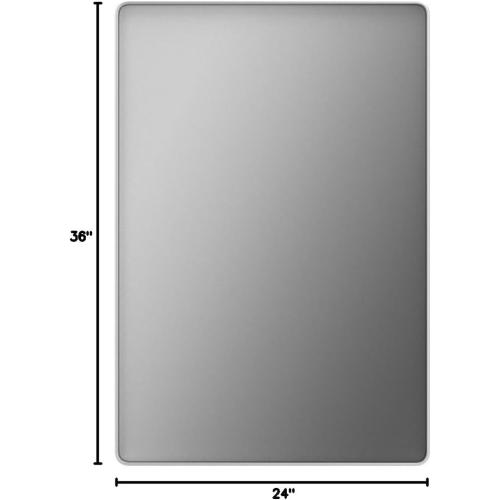 LOAAO 24X36 Inch Brushed Nickel Bathroom Mirror, Rounded Rectangle Silver Metal Frame Mirror, Brushed Nickel, Anti-Rust, Hangs Horizontally or Vertically