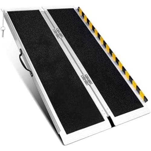 3FT Portable Wheelchair Ramp,Lightweight Foldable Aluminum Ramp for Home Steps, Non-Slip Surface, Supports Up to 800 lbs - Ideal for Wheelchairs, Scooters, and Walkers