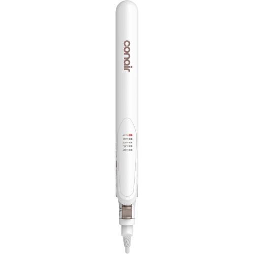 Conair Double Ceramic Flat Iron, 1-Inch Flat Iron Hair Straightener, Five Heat Settings, Extra Long Floating Plates, White