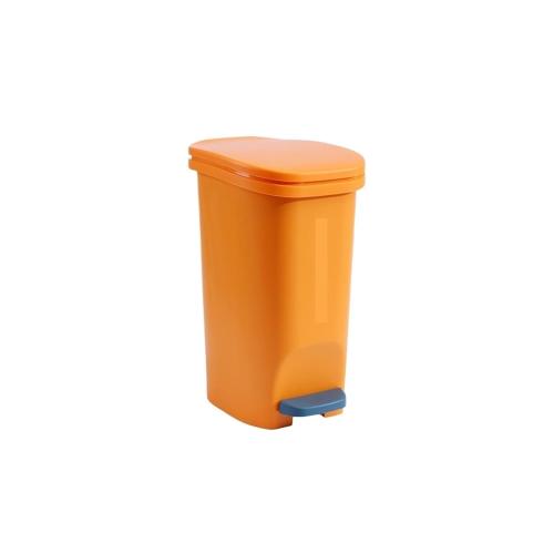 Trash Can Foot Pedal Garbage Cans Bin Dustbin Storage Buckets with Cover Plastic,Compatible for Home Bathroom Cleaning Tools(Orange)