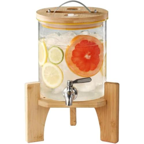 Beverage Dispenser, Glass Drink Dispenser with Stand, Glass water dispenser with Spigot, Large Drink Dispensers for Parties,Bars,Restaurants,