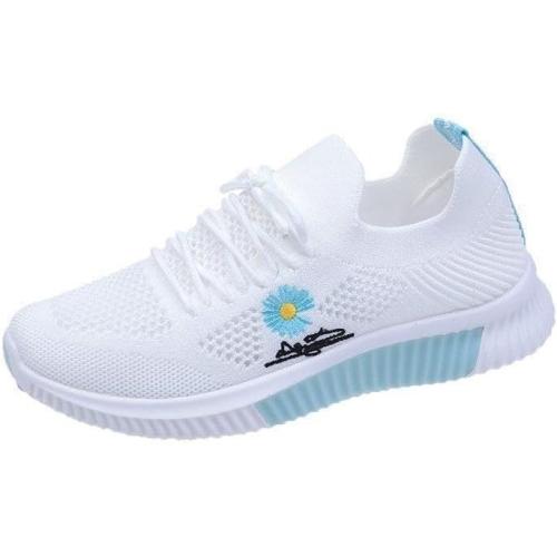 EkOkim Lightweight Soft Bottom Non-Slip Sports Casual Shoes Women's Hollow Fly Woven Summer Breathable Mesh Shoes (Color : Blue, Size : 38
