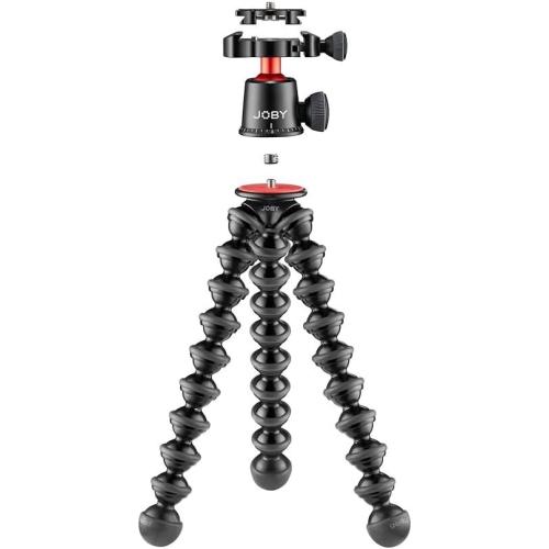 Joby GorillaPod 3K Pro Kit, Includes Stand & BallHead with QR Plate, 6.Lb Load Capacity, Black/Charcoal/Red