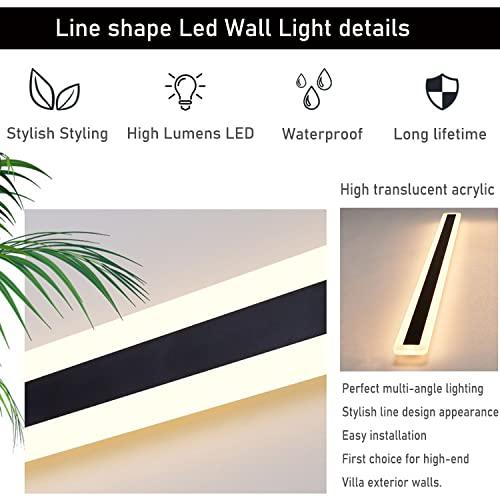 2 Pack 31.5INCH Long Outdoor LED Wall Lights,24W Waterproof IP65 Warm White led Wall Light Rectangular Black Wall Light,led Porch Lights Outdoor Wall Elegant Frosted White Acrylic Anti Rust