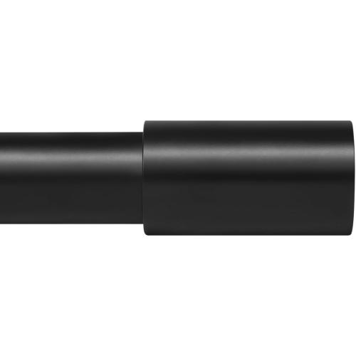 Ivilon Curtain Rods for Windows - Long End Cap Design, 1 inch Diameter, Telescoping Adjustable Curtain Rod, 72 to 144 Inches. Color Black