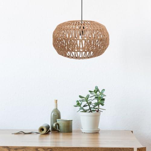 GANAZONO Woven Paper Rope Lamp Shade Simulation Rattan Pendant Light Shade Ceiling spider Bulb Covers for Pendant Floor Table Lamps Drawing Room Bedroom Office Hotel