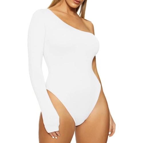 Size XL Women's Elegant One Shoulder Long Sleeves Bodysuits Sexy