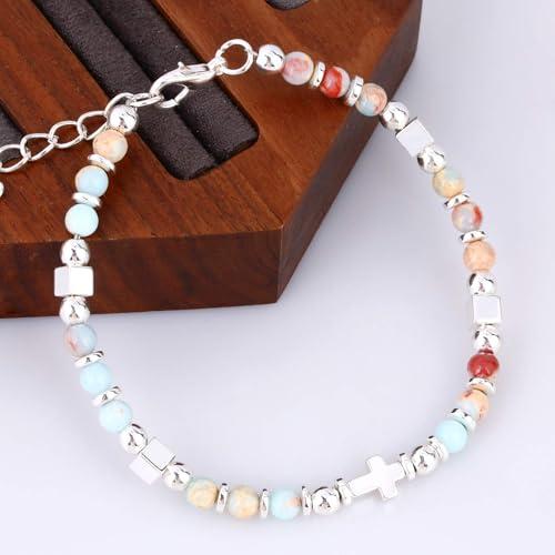 Beaded Bracelets for Women, Inspirational Natural Gemstone Bracelets Graduation Mothers Day Christmas Birthday Gifts for Mom, Daughter, Granddaughter, Wife, Sister, Best Friend