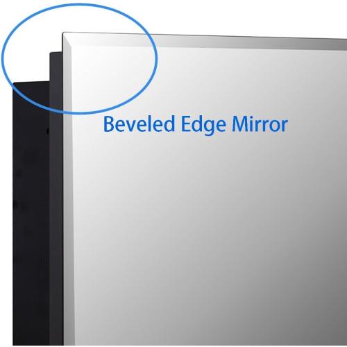 Black Bathroom Medicine Cabinet with Beveled Edge Mirrored Door 16 x 36 inch, Recessed or Surface Mount, with Adjustable Glass Shelves