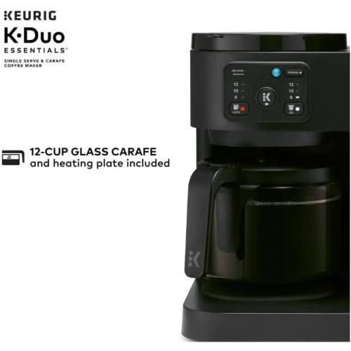 K-eurig K-Duo Essentials, Hot & Iced Single-Serve Pod Coffee Maker & Carafe, Black