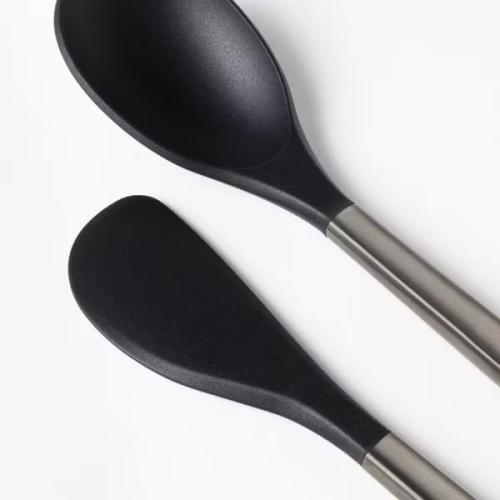 Figmint Matte Black, Silicone/Stainless Steel Kitchen Utensil Set, 4pc