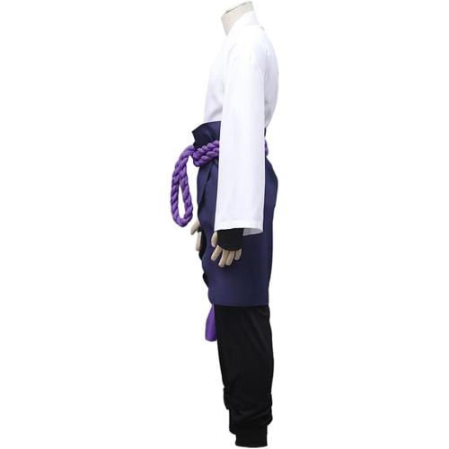 Size XS Uchiha Sasuke Cosplay Costume Casual Kimono Suit from Japanese Anime for Anime Exhibition Halloween Masquerade (White, XS)