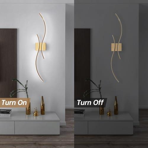 Product new. Box damage CANEOE Modern Wall Sconce, 39Inch Gold LED Wall Light Fixtures,6000K Bathroom Vanity Light Fixtures Over Mirror Indoor Bedroom Wall Lamps for Living Room Hallway Sconces Lighting