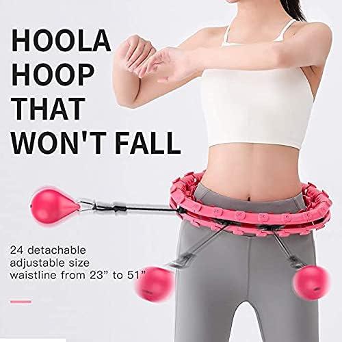Smart Weighted Hoola Fitness Hoops for Adults Weight Loss, 24 Detachable Knots, 2 in 1 Adomen Fitness Message (PURPLE)