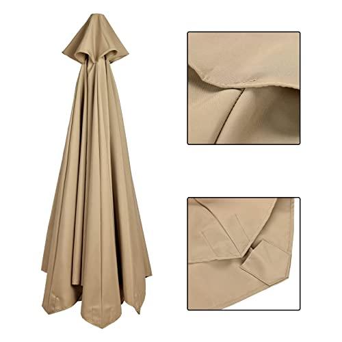 Replacement Umbrella Canopy for 10ft 6 Rib Patio Umbrella Fabric Replacement Outdoor Market Umbrella Top (Canopy Only)(Tan)