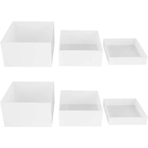 6PCS Clear Display Nesting Riser Stands, Display Stands with Hollow Bottoms with Load-bearing Capacity of 11.02 lbs (White)