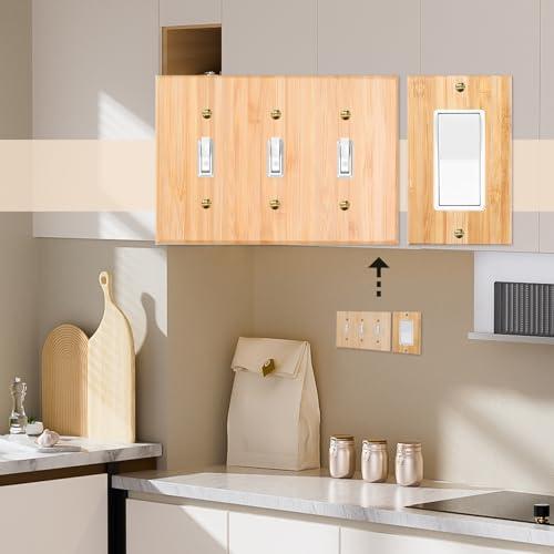 1 Pcs Solid Wood Outlet Covers Light Switch Plate Bamboo Switch Plates And Outlet Covers Durable Quality Raw Wooden Light Switch Cover Decorative Single Rocker Wall Plate