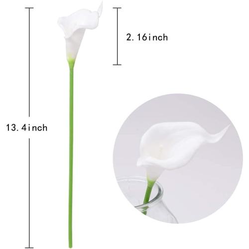 IPOPU 24PCS Artificial Flowers Fake Calla Lily Flowers Real Touch Calla Lily Faux Flowers Arrangement Bouquet for Home Garden Office Party Wedding Bouquet Centerpieces Flower Home Decoration (White)