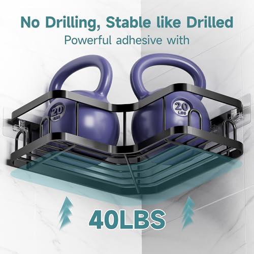 Veken Corner Shower Caddy 3-Pack, Advanced Rustproof Design&Stable Storage