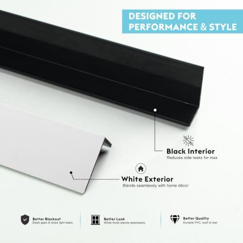 Light Gap Blockers for Window Shades and Blinds, Blackout Light Blocking Strips to Reduce Side Light Leakage, L Shape Blackout Side Tracks for Roller Shades, White 2 Pcs