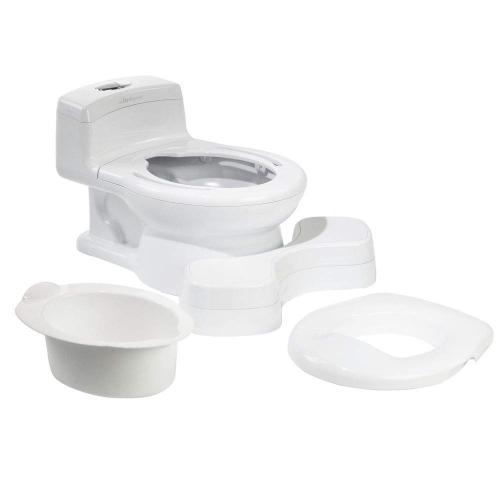 The First Years Super Pooper Potty Training Toilet Plus Potty Seat with Foot Rest — White — 2-in-1 Toddler Toilet Seat and Potty Chair