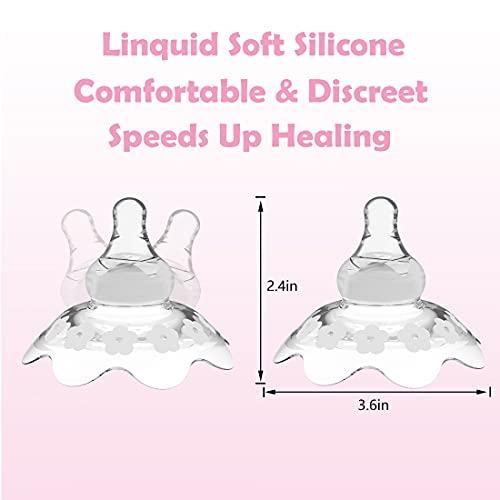 YIYEE Nipple Shields for Nursing Newborn 2 Count, Upgraded for Protecting Inverted & Sore Nipples, Assisting Latch Difficulties, Great for Breastfeeding Mothers, Carrying Case Included