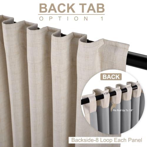 Linen Total Blackout Curtains for Bedroom Living Room 90 Inch, Cream
