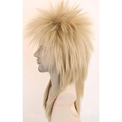Topcosplay 70s 80s Wig for Women Men Couples Halloween Costumes Wig Rocking Punk Rocker Mullet Wig Blonde