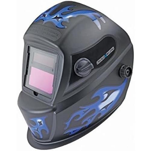 Auto Darkening Welding Helmet with Blue Flame Design