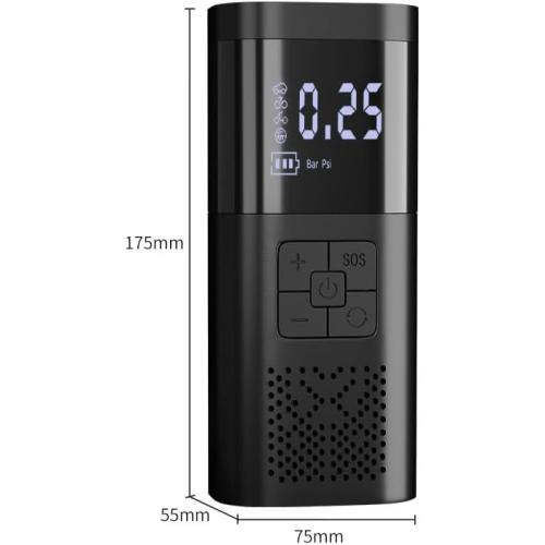 Portable Digital Car Tire Inflator, Wireless Air Pump, LCD Display, Rechargeable Battery