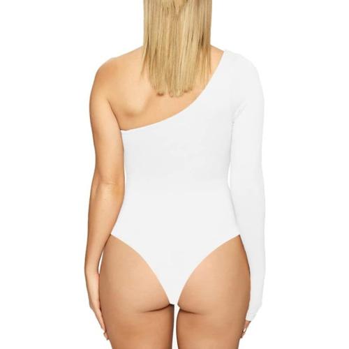 Size XL Women's Elegant One Shoulder Long Sleeves Bodysuits Sexy