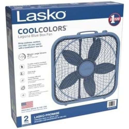 Laskoo Cool Colors 20 3-Speed Energy Efficient Box Fan, Laguna Blue, B20312