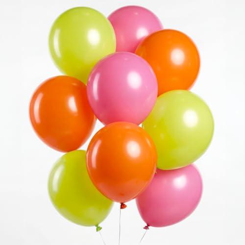 xo, Fetti Pink, Orange   Green Balloon Pack – 24 Latex Balloons | Summer Tropical Party, Palm Royale, Island Hawaiian Birthday Decorations, Party, Beach Pool Supplies