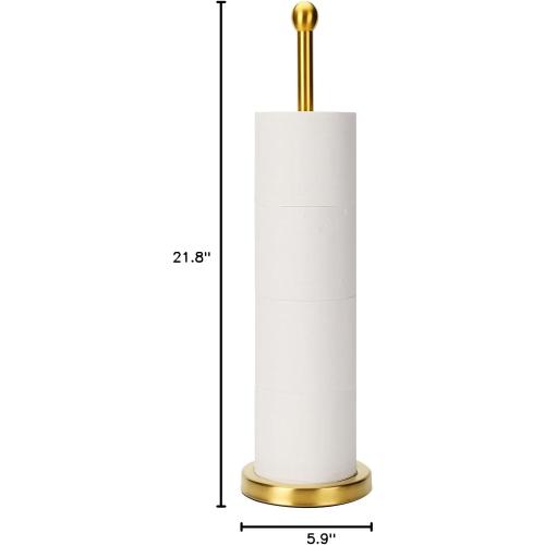Songtec Gold Toilet Paper Holder Stand with Reserve, Floor Standing Tisse Roll Holder for 4 Rolls, Compact Design Bathroom Toilet Paper Storage - Gold