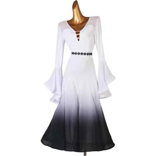 Size M /L ..V Neck Ballroom Dance Dresses for Women Waltz Competition Costumes Flamenco National Standard Performance Dress