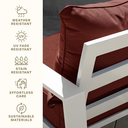 Henna Honeycomb Outdoor Deep Seat, Textured Solid Henna Chair Cushion for Patio Furniture