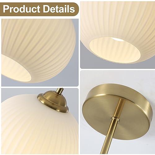 Gold Semi Flush Mount Ceiling Light Modern Semi Flush Lighting Milk Glass Globe Light Small Globe Hallway Lighting Fixtures Ceiling Vintage Ribbed Light Fixture