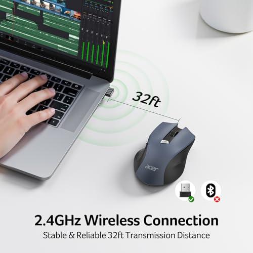 Acer Wireless Mouse for Laptop, 2.4GHz Computer Mouse 3 Adjustable 1600 DPI