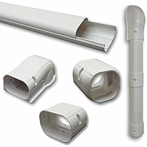 DuctlessAire Paintable Mini Split Line Set Cover Kit - Lineset Cover for Ductless Mini Split Air Conditioner Unit - Outdoor Cable Covers - Wall Cap, Hide-A-Line, Coupler & End Cap (White, 3 x 7.5 Ft)