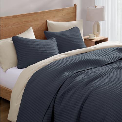 Queen Quilt-Lightweight Bedspreads Blue Grey Queen Size Quilt Bedding Set