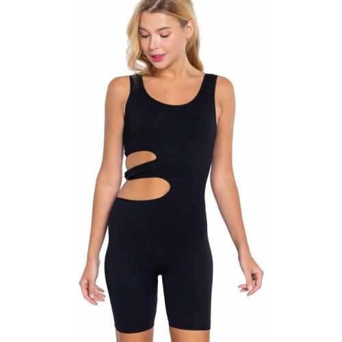 Size S/M Womens Suave Cut-Out Seamless Bodysuit One Piece Sleeveless Tank Tops Shorts Rompers Jumpsuit Everyday Shaping Bodysuit