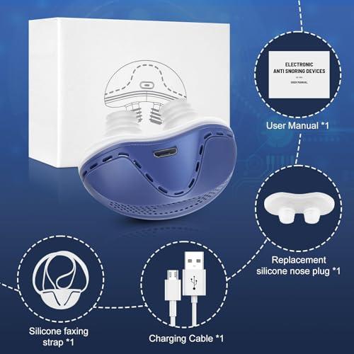Anti Snore Device,Double Vortex Electric Double Vortex Snoring Solution,Mini Portable Stop Snoring Devices Stopper,Adjustable Wind Speed Snoring Prevention Nasal Dilators,Up to 8 Hours