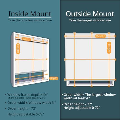 Motorized Blinds No Drill Automatic Blinds for Windows Cordless Roller Shades Electric Blinds with Remote Control Smart Blinds (White, 45.5 x 72)