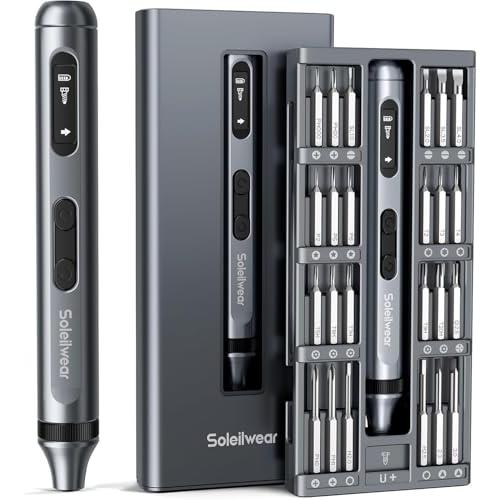 Mini Electric Screwdriver Set, 52-in-1 Precision Screwdriver Repair Kit | Power Small Screwdriver Repair Tool Kit with 48 Magnetic Bits, Tweezers and Pry Bar for Laptop Phone Camera Electronics